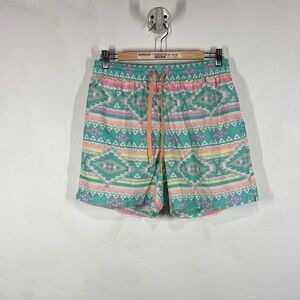 Chubbies Southwestern Patterned Green and Pink Men Swim Shorts size large